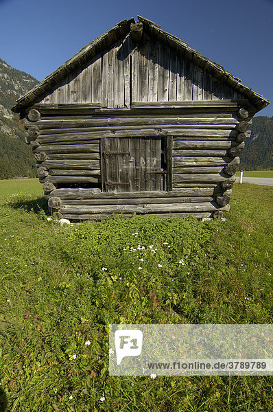 Cabin barn in the Leutasch valley near Seefeld Tyrol Austria