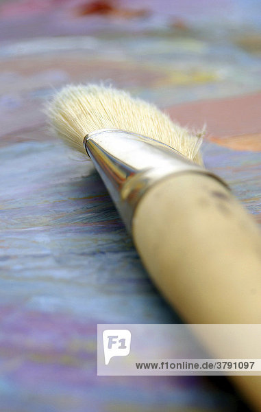 Painting - paint brush and oil colors