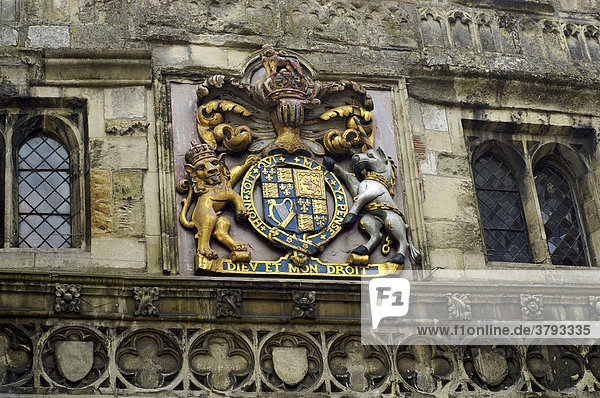 Coat of arms at a house in Salisbury Wiltshire England