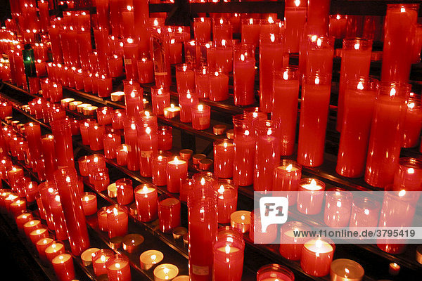 Red candles in a church
