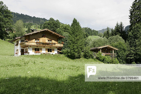 Aurach  AUT  06. July 2005 - House in Aurach in the Tirol Alps in Austria.