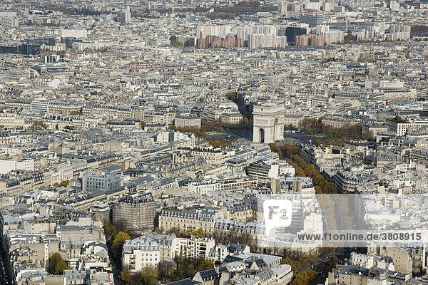 Panorama Paris  Arc de Triomphe  Paris  Frankreich