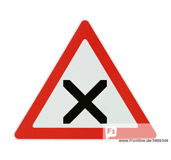 Attention! crossroads - white background