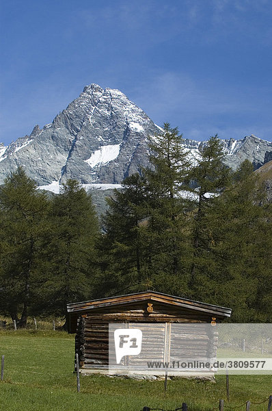 Gross Glockner 3798m  from Luckner house  Kalser Mountain Road  Kals in Easttyrol  Tyrol  Austria