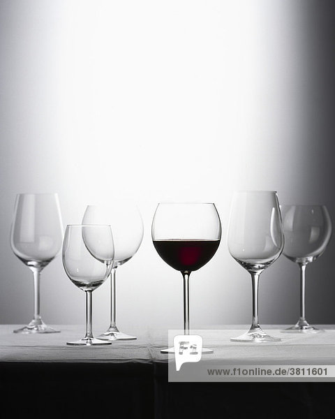 Six wineglasses
