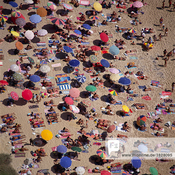 Vacationists at beach of Nazare  Portugal