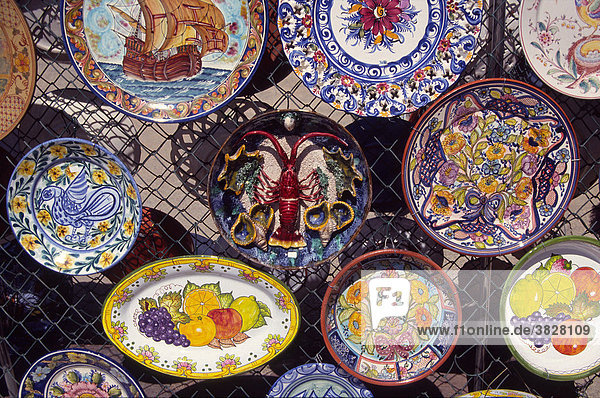 Ceramics in souvenir shop  Silves  Algarve  Portugal