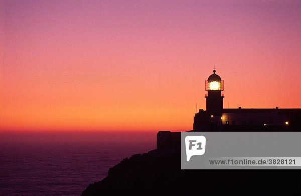 Lighthouse at twilight  Cabo de Sao Vicente  Algarve  Portugal