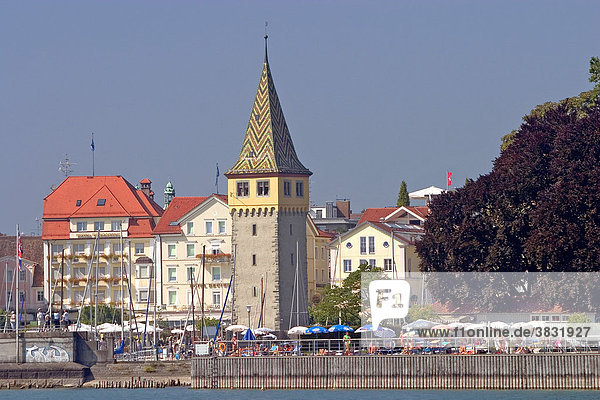 Lake Constance  Lindau  port entrance with Mangtower