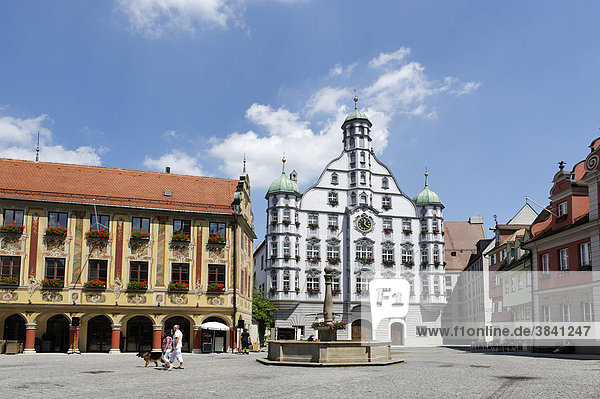 City Hall from 1488  market square  Memmingen  Bavarian Swabia  Bavaria  Germany  Europe