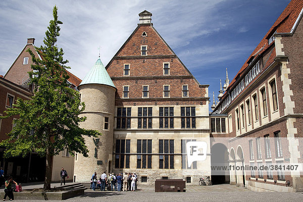 Town hall  Friedenssaal  historic venue  rear view  Muenster  Muensterland  North Rhine-Westphalia  Germany  Europe