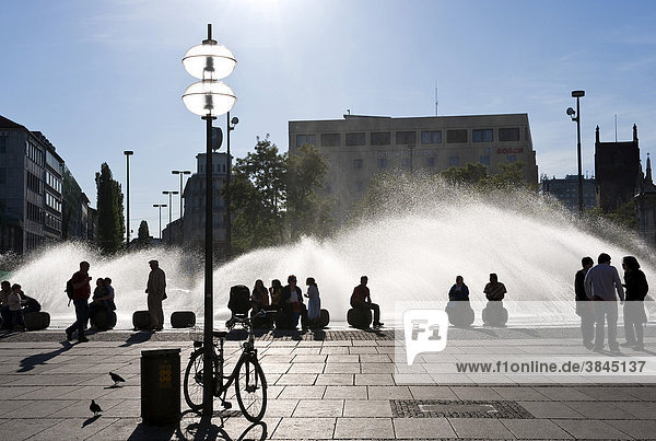 Fountain at Karlsplatz square  called Stachus by Munich natives  Munich  Bavaria  Germany  Europe