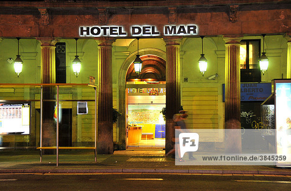 Hotel del Mar  PlaÁa del Palau at night  Barcelona  Spain  Iberian Peninsula  Europe