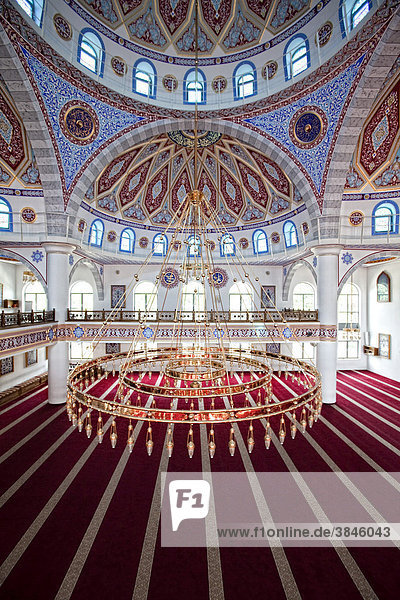 Interior of the Ditib Merkez Mosque Germany's largest mosque Duisburg-Marxloh North Rhine-Westphalia Germany Europe