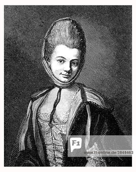 Bürgers Frau Dorette um 1774  historische Abbildung aus Deutsche Literaturgeschichte von 1885