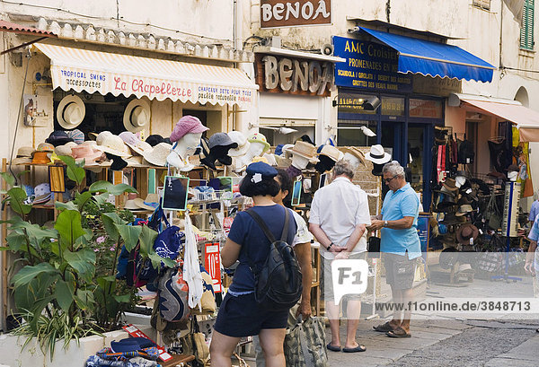 Tourists in shopping street  Calvi  Balagne  Corsica  France  Europe