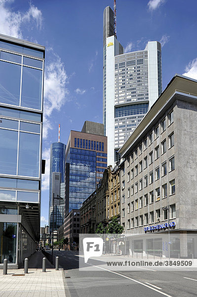 Bürohochhaus und Commerzbank Tower  Zentrale  Neue Mainzer Straße  Bankenviertel  Frankfurt am Main  Hessen  Deuschland  Europa