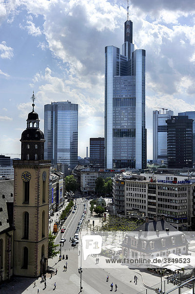 Katharinenkirche  Hauptwache  Eurotower  Commerzbank Zentrale  Frankfurt am Main  Hessen  Deutschland  Europa