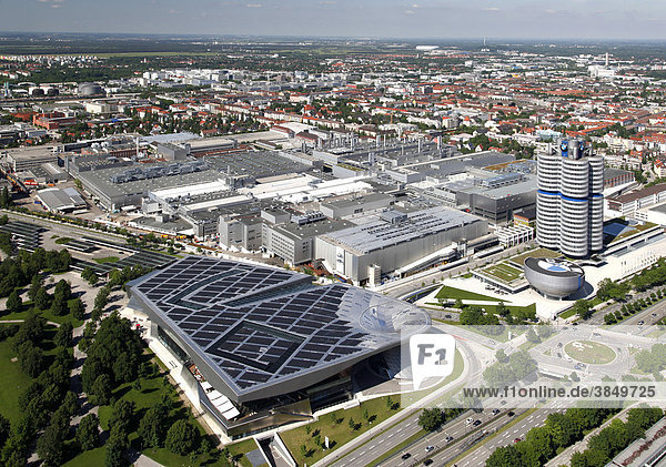BMW-Werksanlagen mit BMW-Welt  BMW-Hochhaus  BMW-Museum und Produktionshallen  Bayerische Motorenwerke  München  Bayern  Deutschland  Europa