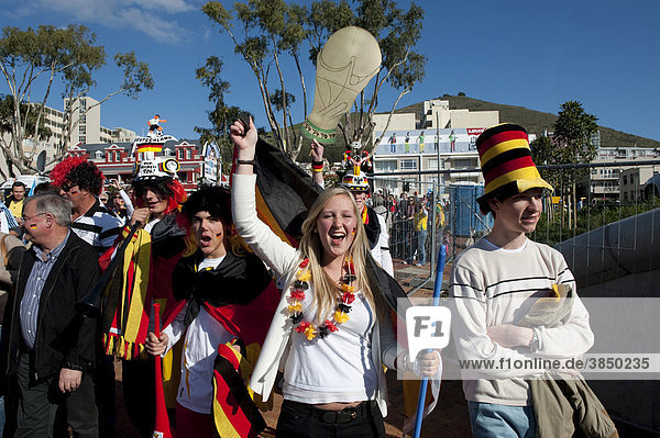 German football supporters on their way to the stadium  2010 FIFA World Cup  Cape Town  South Africa  Africa