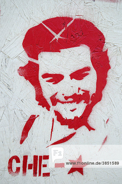 Che Guevara Guerillaführer Rebell Volksheld Graffiti Wandmalerei Arica Norte Grande Nordchile Chile Südamerika