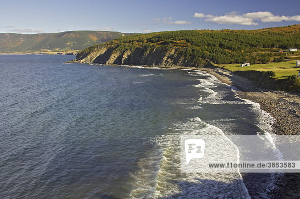 View of coastline  Cabot Trail  Bay St. Lawrence  Cape Breton Highlands National Park  Cape Breton Island  Canada