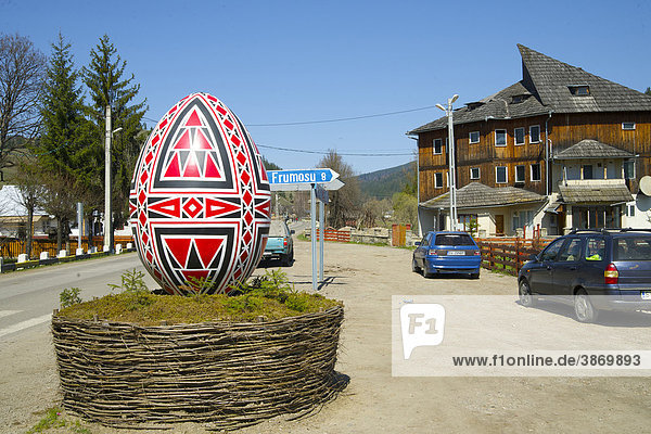 'Oversized Easter egg as a sign to the Moldova convent  Voroneţ