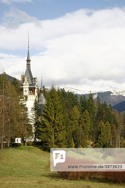 Castle in Sinaia  Carpathian Mountains  Romania  Europe'