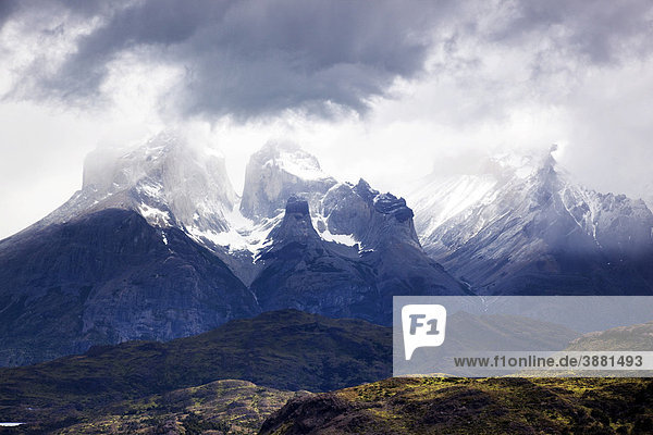 Mountain Cuernos del Paine in Torres del Paine National Park  Magellanes Region  Patagonia  Chile  South America
