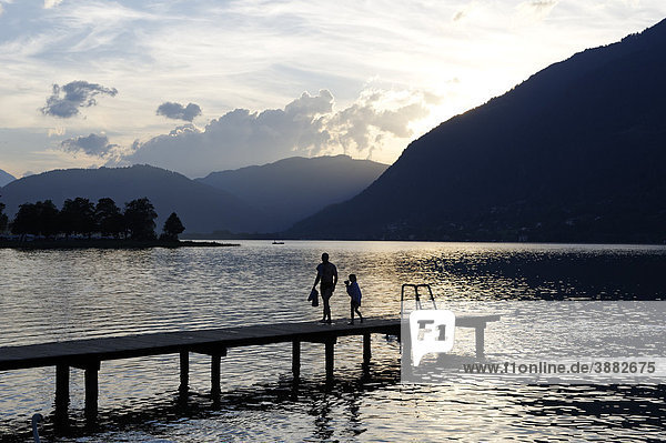 Sunset at the Ossiacher See lake  south bank  Carinthia  Austria  Europe