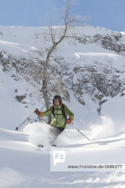 Skier in deep snow
