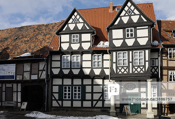 Klopstockmuseum  historische Fachwerkhäuser  Schlossberg  Quedlinburg  Harz  Sachsen-Anhalt  Deutschalnd  Europa