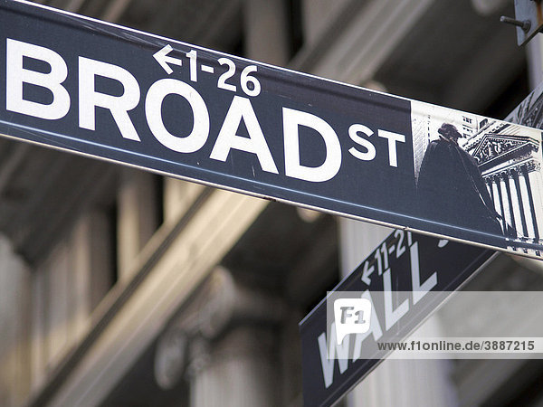 Broad Street  Wall Street  Finanzviertel  Lower Manhattan  New York City  USA  Vereinigte Staaten von Amerika