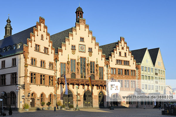 Das historische Rathaus am Römerberg in der Altstadt von Frankfurt am Main  Hessen  Deutschland  Europa