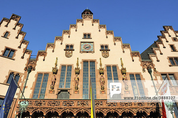 Das historische Rathaus am Römerberg in der Altstadt von Frankfurt am Main  Hessen  Deutschland  Europa