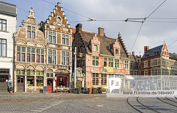 Houses at the Sint-Veerleplein  Ghent  Flanders  Belgium  Europe