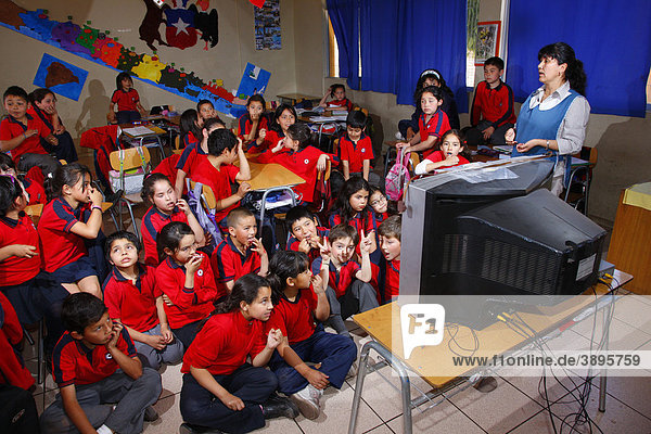 Pupils during class  Belem school  Santiago de Chile  Chile  South America
