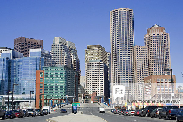 Skyline  Finanzviertel  Boston  Massachusetts  New England  USA