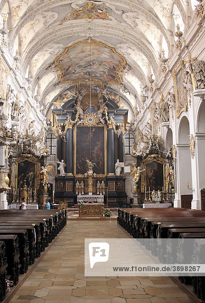 Barocke Kirche St. Emmeram  Innenansicht  Regensburg  Bayern  Deutschland  Europa