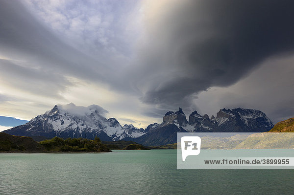 Torres del Paine Massif and Pehoe Lake  Patagonia  Chile  South America