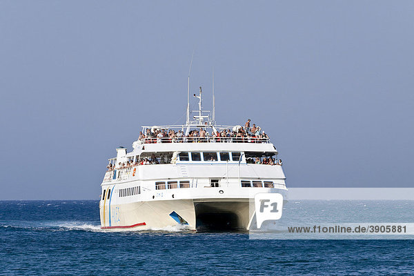 Excursion boat off Rhodes  Dodecanese Islands  Greece  Europe