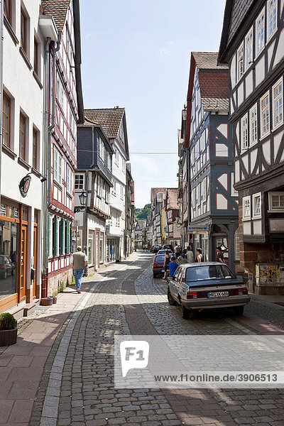 Old town  Weidenhaeuser Strasse street  Marburg  Hessen  Germany  Europe