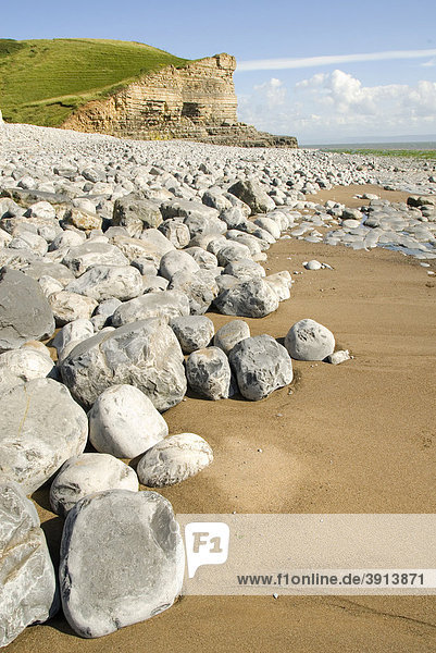 Steine  Strand  Klippe  Küste  Nash Point  Glamorgan Heritage Coast  Südwales  Wales  Großbritannien  Europa