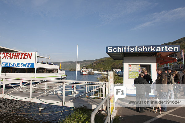 Pier with ferry  Bernkastel-Kues  Mosel River  Rhineland-Palatinate  Germany  Europe