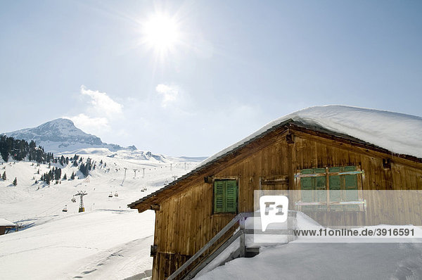 Alte Viehhütte im Winter  Grindelwald  Schweiz  Europa