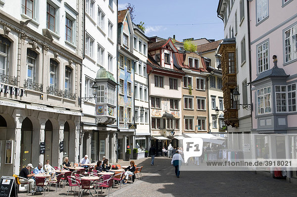 Spisergasse  a lane in the centre of St. Gallen  Switzerland  Europe