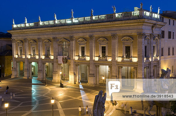 Capitoline Museums in the Palace of the Conservators on Capitol Square  at night  Rome  Italy  Europe