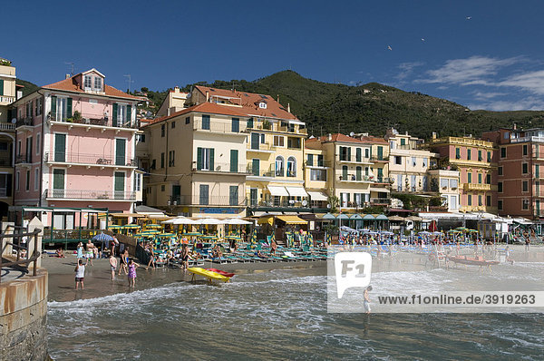 Coastal view  Alassio  Italian Riviera  Liguria  Italy  Europe
