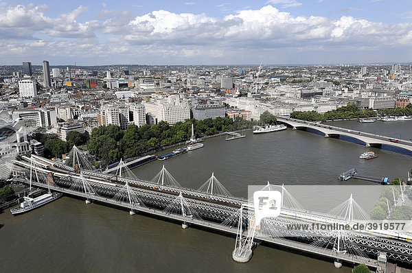 City view with the river Thames and bridges  London  England  United Kingdom  Europe