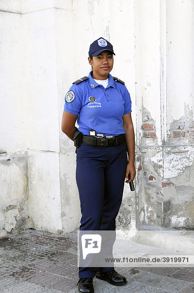 Policewoman tourism  Leon  Nicaragua  Central America